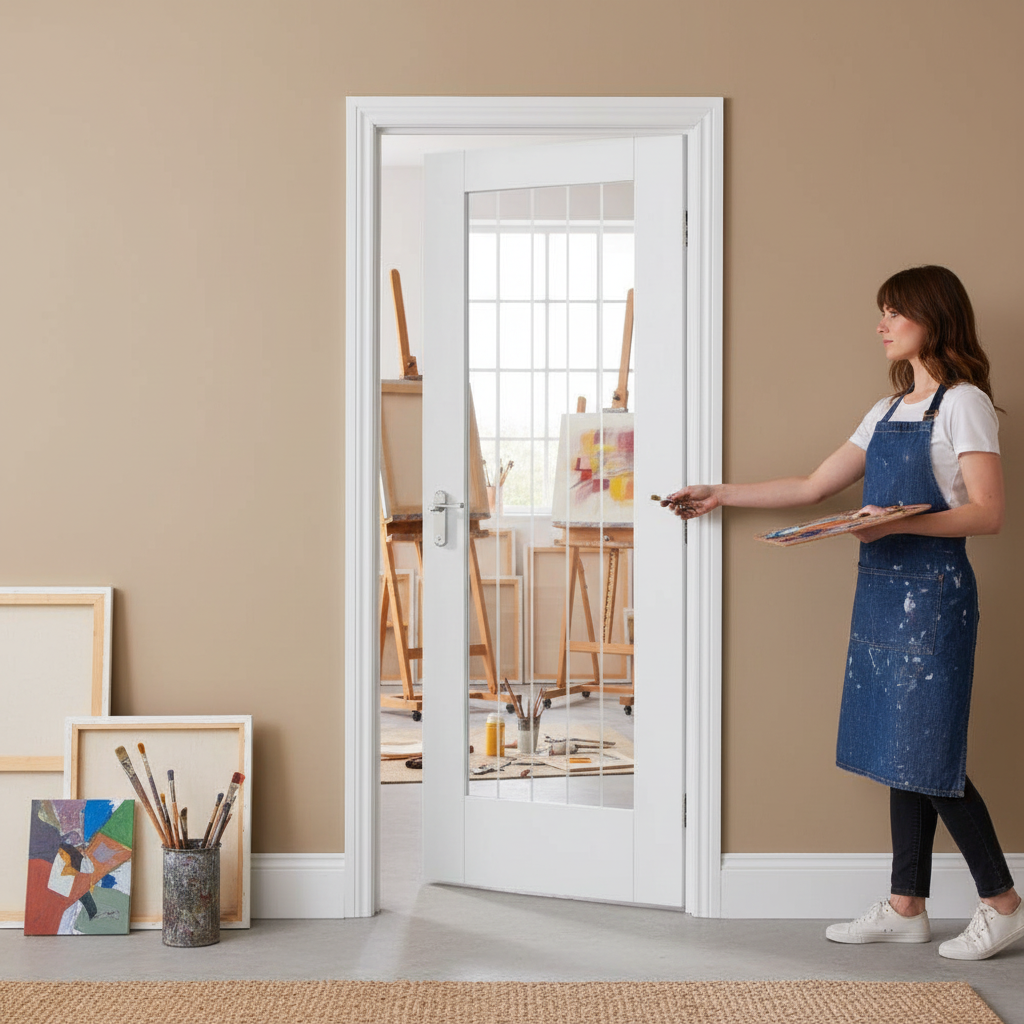 Premium Made-to-Measure Internal Cottage Door with Clear Glass Pane and Softwood Lippings