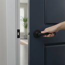 Round Rose Lever Door Handle Set in Matt Black - Modern D...