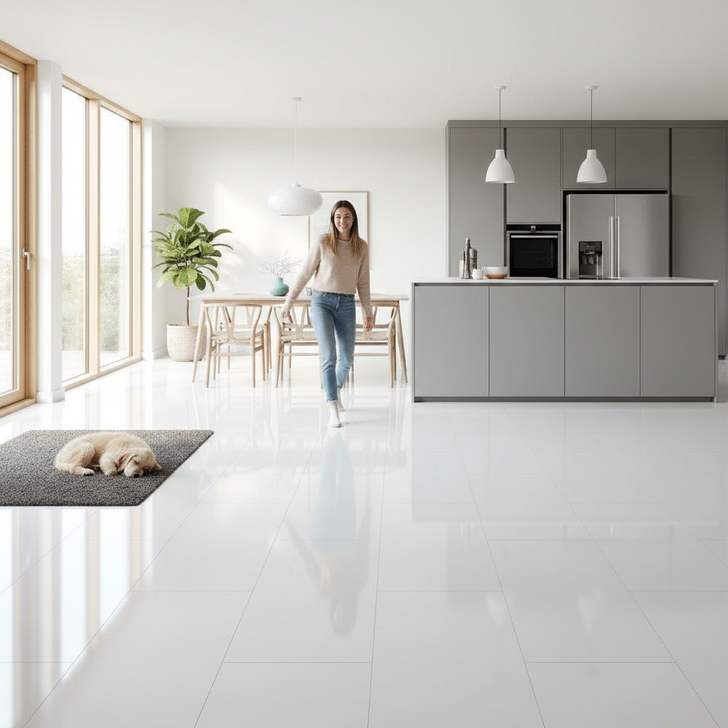 High Gloss Laminate Flooring - 8mm Wide Body Tiles