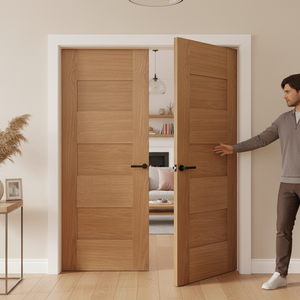 Fully Finished Internal Oak 7P Door Pair with Elegant Design