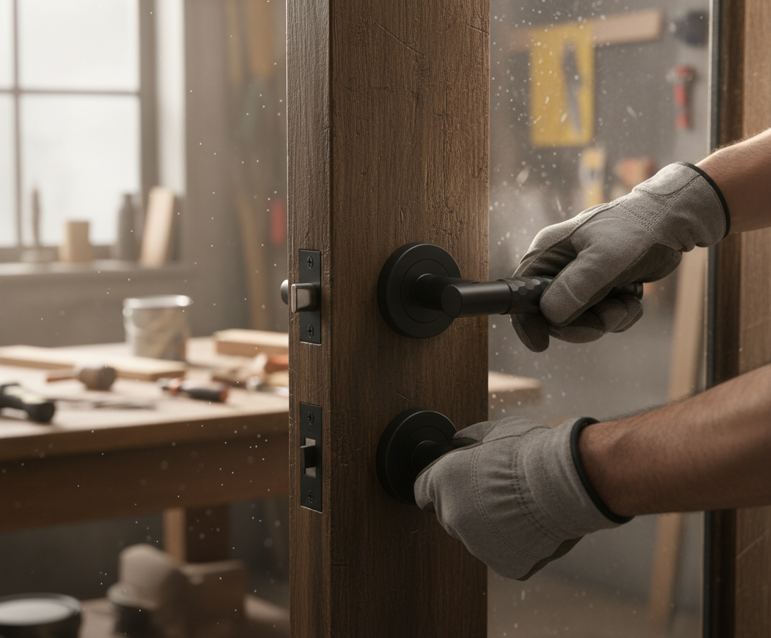 Round Rose Lever Door Handle Set