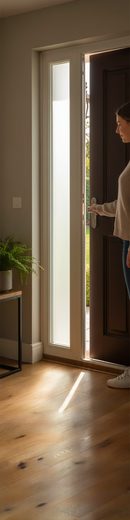 Premium White Composite Sidelight with Frosted Glass for Enhanced Privacy and Modern Design