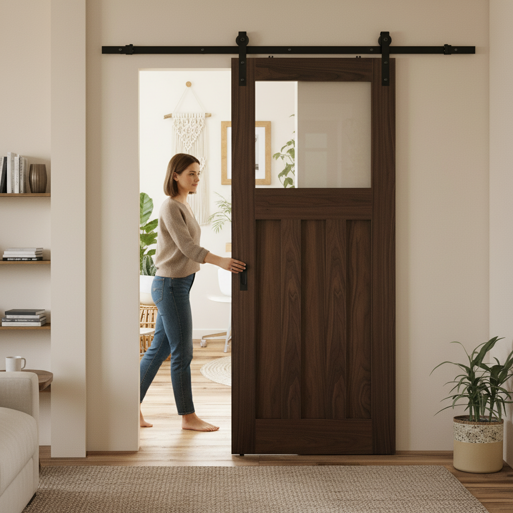 Internal Sliding Door with Clear Glass Panel