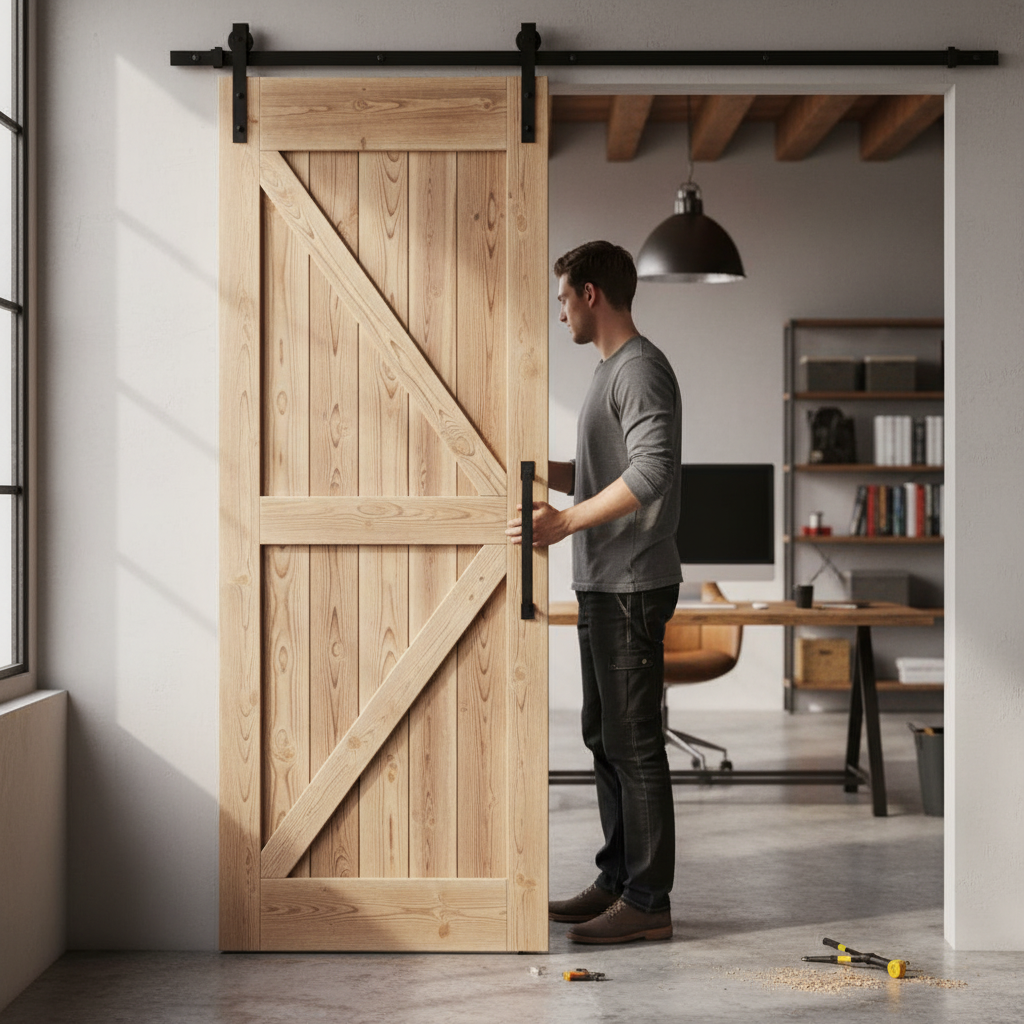 Carbonised Internal Pine Z Brace Sliding Barn Door