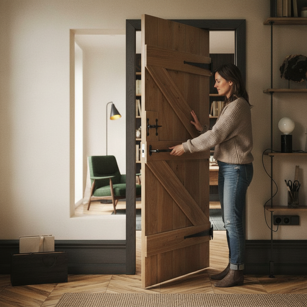 Premium Solid Oak Internal Unfinished Rustic Made-to-Measure Ledged Door for Customizable Home Solutions