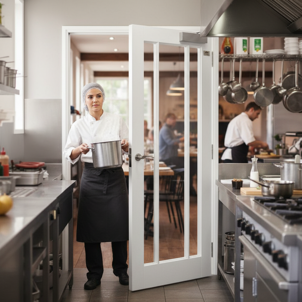 Internal Primed Fire Door with 3 Clear Safety Glass Panels