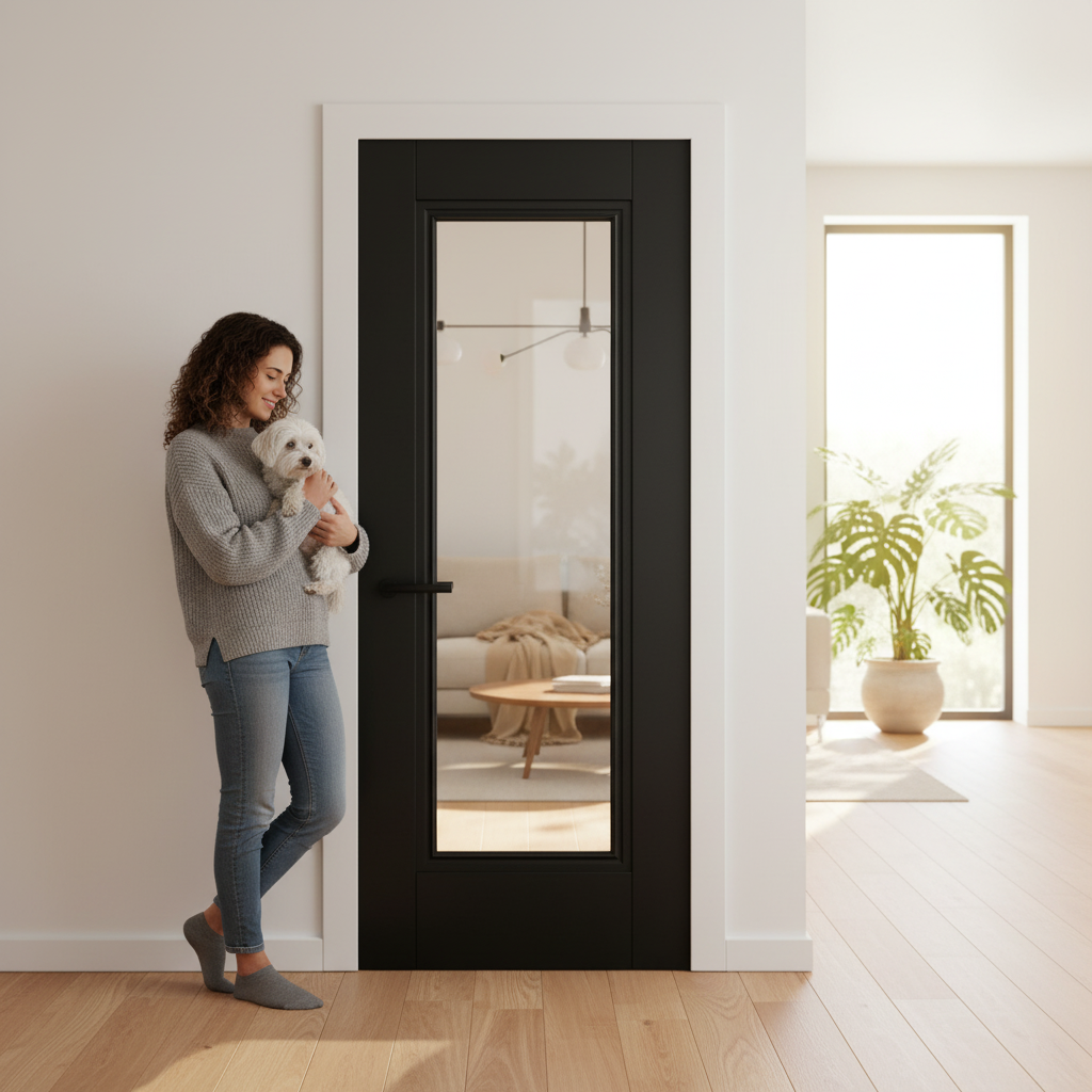 Premium Fully Finished Internal Clear Glass Door - Custom Fit Lancaster 1 Light Design for Modern Homes