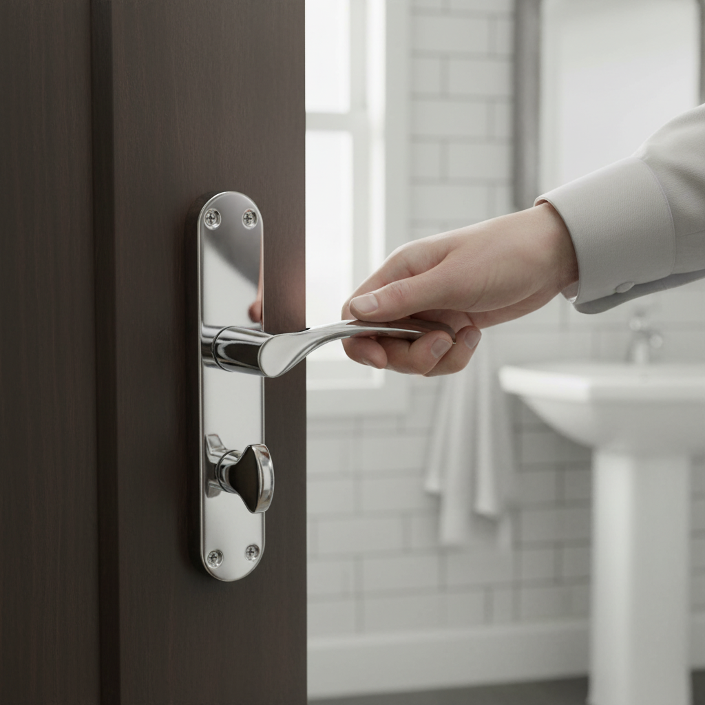 Polished Chrome Lever on Backplate Bathroom Handle Set - ...