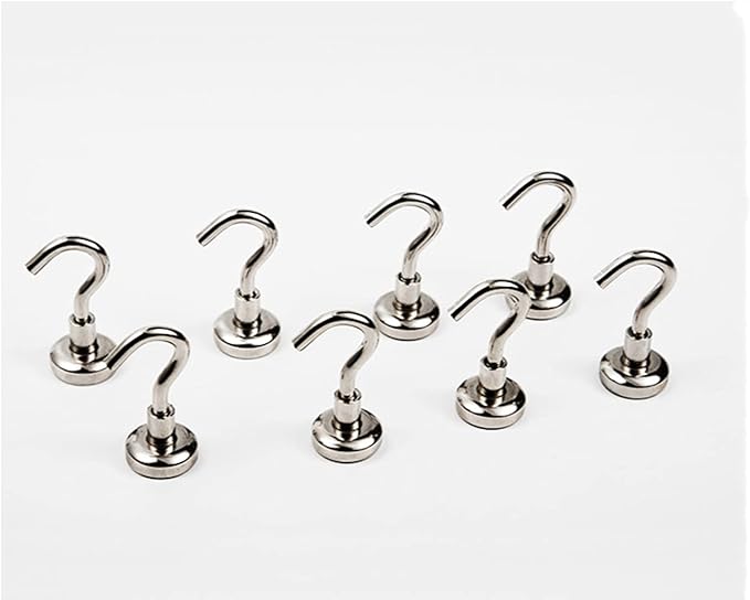 High-Quality Nickel Silver Neodymium Pot With Hook 10 Pack - 20mm Diameter