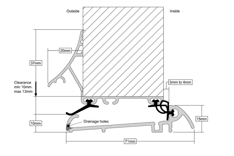 Heavy Duty Outward Opening Threshold Door Sill With Concealed Fixings