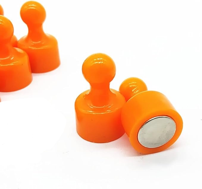 High-Quality Orange Neodymium Tenpin Magnets N38 Grade 10Pcs - 12mm Diameter