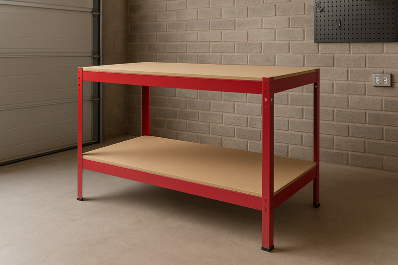 100 cm Heavy-Duty Workbench – Steel Frame, MDF Shelves, 400 kg Load Capacity | Garage, Workshop & DIY Bench