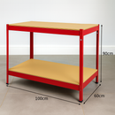 100 cm Heavy-Duty Workbench – Steel Frame, MDF Shelves, 400 kg Load Capacity | Garage, Workshop & DIY Bench