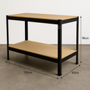 Premium Black Steel Workbench – Heavy-Duty 200kg Shelves | Boltless Garage &amp; DIY Table with Storage Shelf