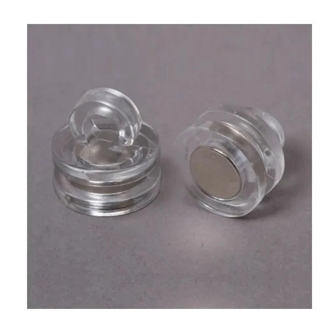 Pack of 10 Clear Plastic Neodymium Pot Magnets With Hook - 16mm Diameter