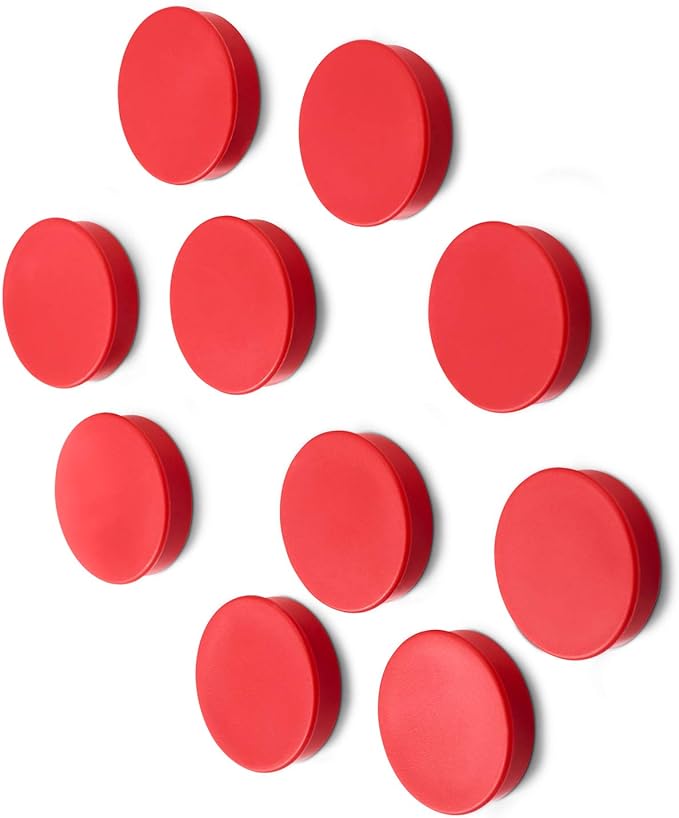 Industrial 10-Pack Plastic Flat Marker Magnets For Warehouses - 25mm Diameter