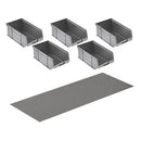Industrial Quality Dark Grey Storage Bins & Matting For Workshop - Pack of 5