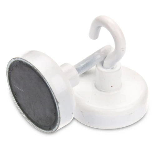 High-Quality 8mm White Anisotropic Ferrite Pots With Hook -  Pack of 10