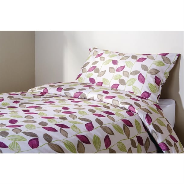 Essentials Florence Leaf Pillowcase Damson