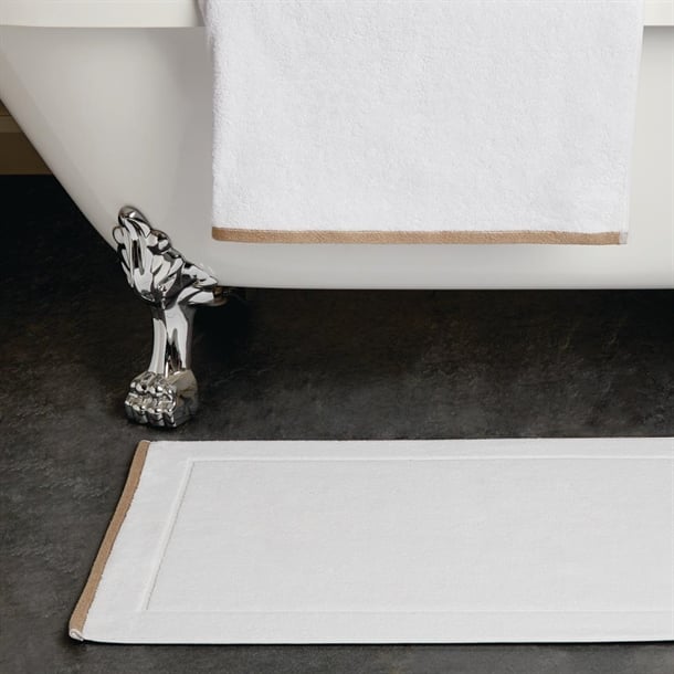 Heritage Ambassador Bath Mat White with Taupe Border