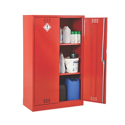 Ultra Durable Red 2-Shelf Pesticide Cabinet Secure Storage For Fertilisers & Chemicals