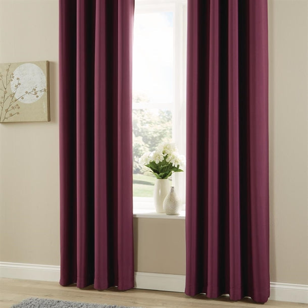 Essentials Smooth Tape Top Curtains Aubergine