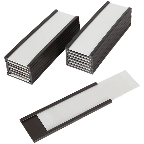 High-Quality C Profile Magnetic Label Holders with Card & Acetate Inserts 100mm - Pack of 100