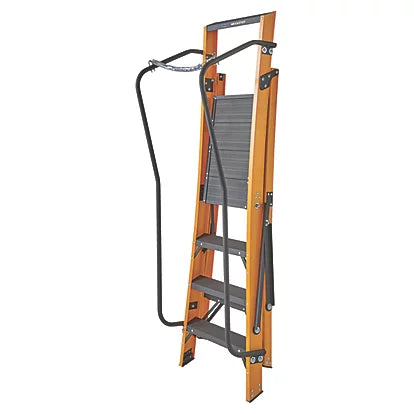 Industrial Grade Fibreglass 4-Step Platform Step Ladder With Handrail - 1.7m