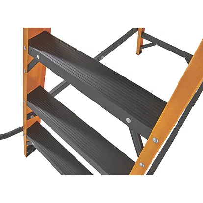 Industrial Grade Fibreglass 4-Step Platform Step Ladder With Handrail - 1.7m