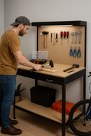 Heavy-Duty Workbench with LED Light, Drawer & Pegboard – Premium Steel Garage & Workshop Station