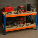 Heavy Duty Steel Workbench 150 cm – 2-Tier Boltless Design – 600 KG Load Capacity