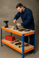 Heavy Duty Steel Workbench 150 cm – 2-Tier Boltless Design – 600 KG Load Capacity