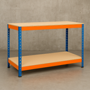 Heavy Duty Steel Workbench 150 cm – 2-Tier Boltless Design – 600 KG Load Capacity