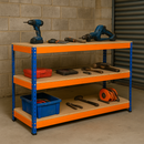 Industrial Heavy-Duty 3-Tier Workbench (180 cm) – Reinforced Steel Frame, 900 kg Load Capacity, Adjustable Shelves, Boltless Assembly