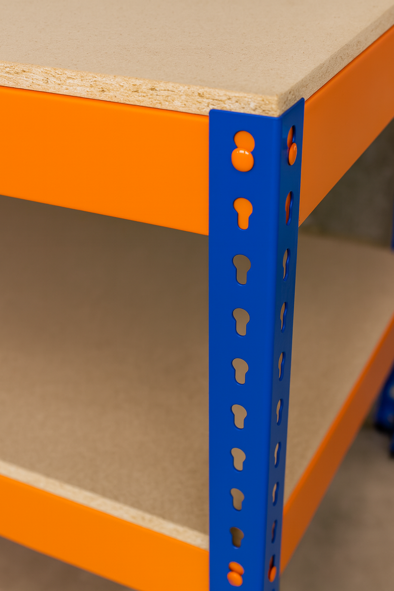 Industrial Heavy-Duty 3-Tier Workbench (180 cm) – Reinforced Steel Frame, 900 kg Load Capacity, Adjustable Shelves, Boltless Assembly