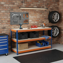 Industrial Heavy-Duty 3-Tier Workbench (180 cm) – Reinforced Steel Frame, 900 kg Load Capacity, Adjustable Shelves, Boltless Assembly