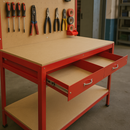 Heavy-Duty Red Workbench with Pegboard & Drawer – 200kg Capacity | Steel Frame + MDF shelves