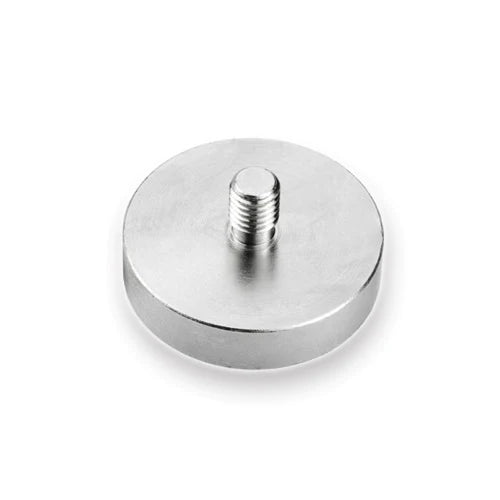 Industrial Silver Neodymium Shallow Pots With Stud - 32mm Diameter