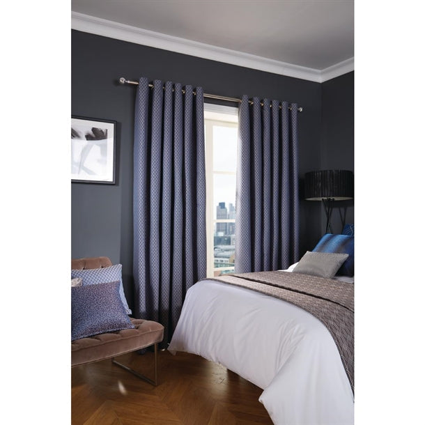 Luxury Deco Tape Top Curtains Cobalt Delano