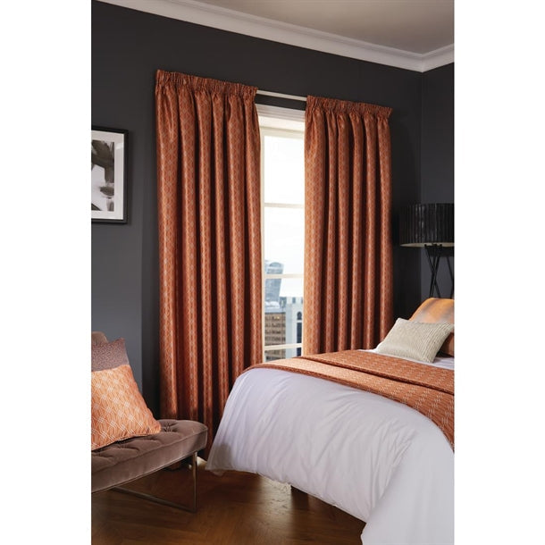 Luxury Deco Tape Top Curtains Copper Shard