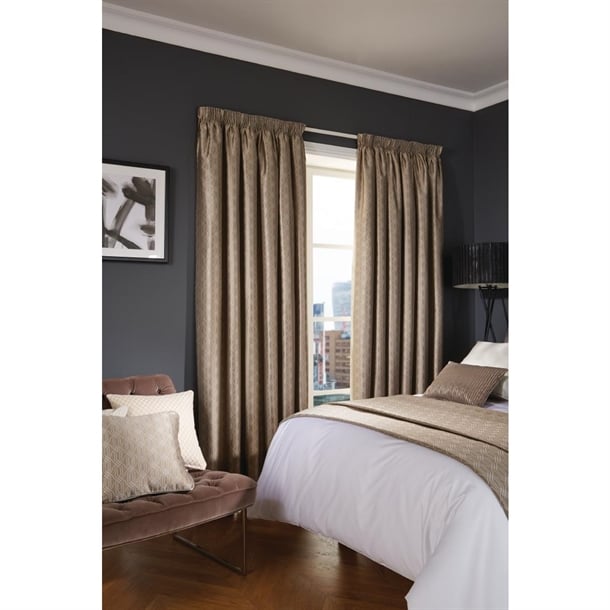 Luxury Deco Eyelet Curtains Biscuit Shard