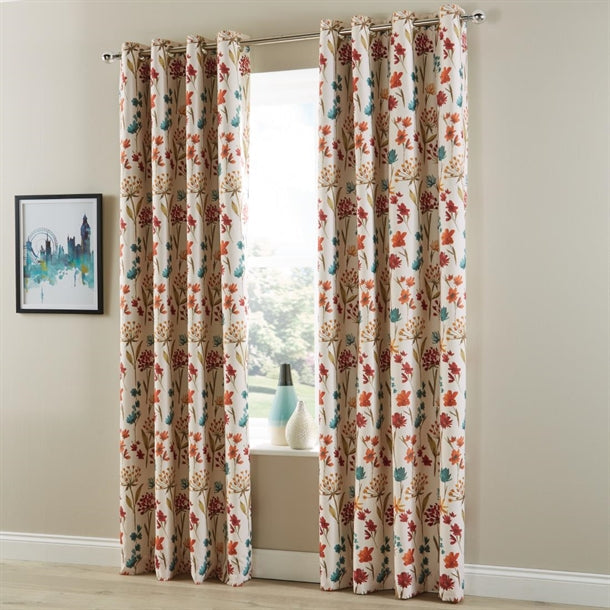 Essentials Moorhouse Eyelet Curtains Ruby