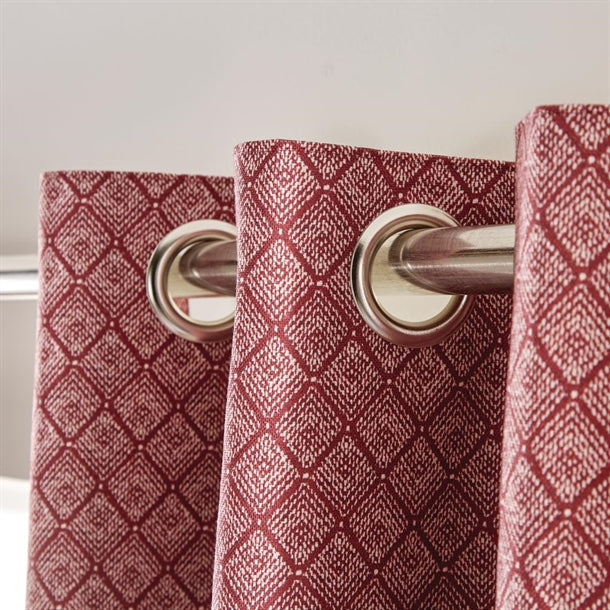 Luxury Fiorella Eyelet Curtains Garnet