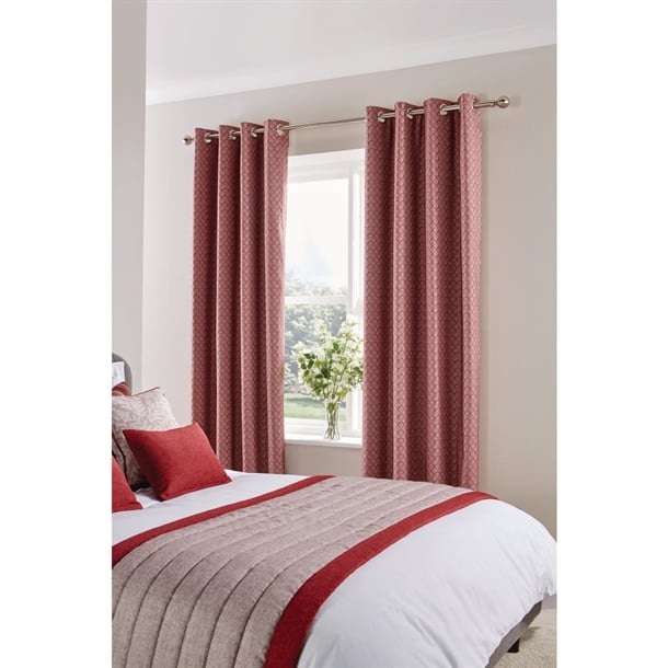 Luxury Fiorella Eyelet Curtains Garnet