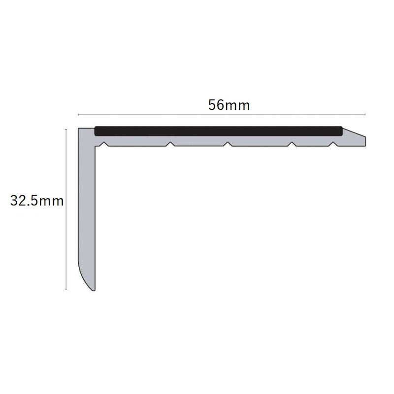 Best-Selling 56mm x 32.5mm Slimline Hard Nose PVC Stair Nosing Non-Slip &amp; Durable for Commercial & Home Use!