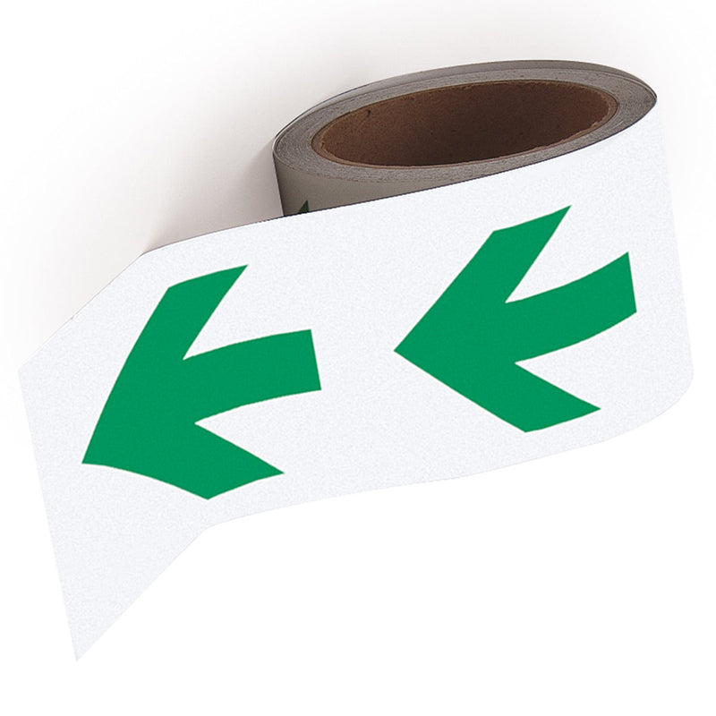 Self-Adhesive Green & White Directional Arrow Tape For Internal Use - 10m