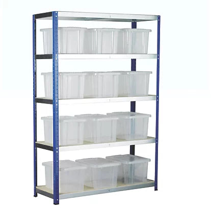 Heavy Duty 5-Tier Powder-Coated Steel Shelving With 12 Containers