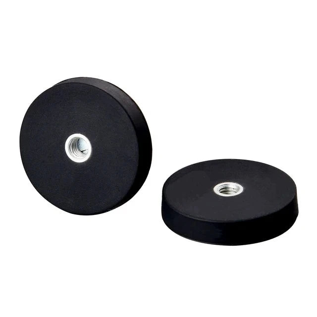 Black 8.5mm Neoprene Rubber Coated Open Ended Magnets For Industrial Applications