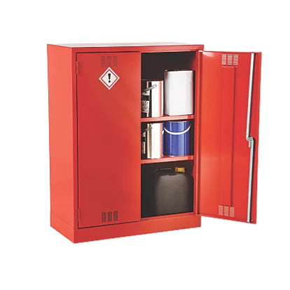 Industrial Quality Steel Red 2-Shelf Pesticide Cabinet Secure Storage For Pesticides