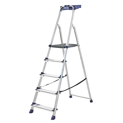 Premium Quality Aluminium 5-Step Platform Step Ladder For Home Use - 1.7m